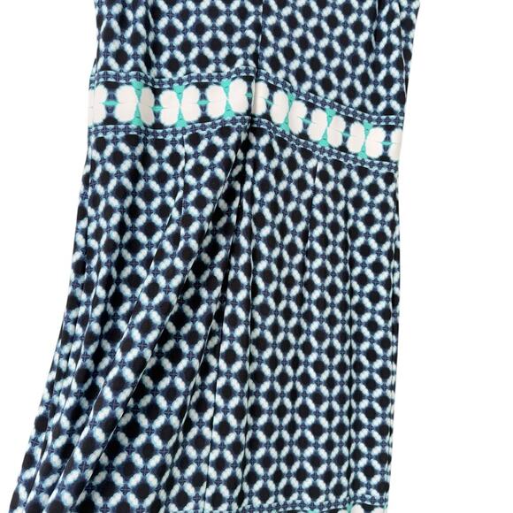 Joseph Ribkoff Blue Geo Print Sheath Midi‎ Dress V-Neck Sleeveless, Size 14 - Picture 9 of 11